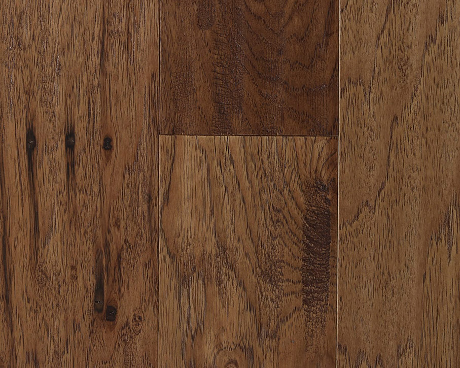 Lincolnshire Hickory Saddle wide plank hardwood floor macro photograph to show the dark wood stain and wood floor texture
