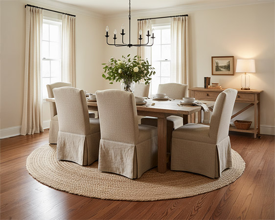 a walnut hardwood dining room