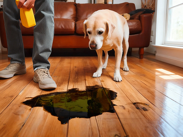 black stain from a pups old urine accident