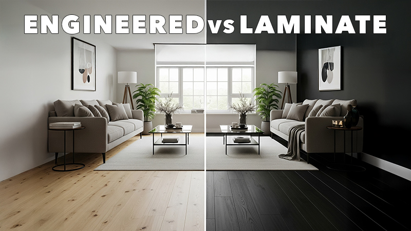 difference between engineered hardwood and laminate displayed in a spacious room