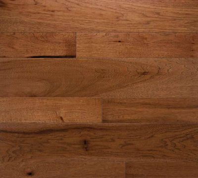 4" Prefinished Hickory Saddle Hardwood Wide Plank close up picture of the Cabin Grade floor
