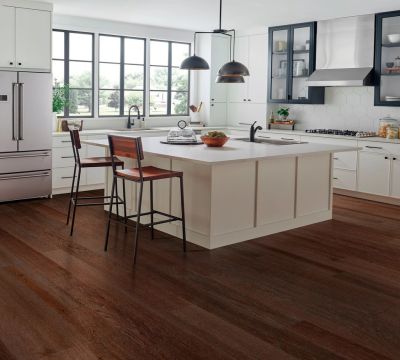 dogwood parsons inside a kitchen with a professional hardwood