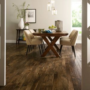 Dark Handscraped Hickory Hardwood in a modern home picture