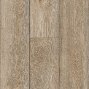 a close up image of our Oasis Tan vinyl plank with a 12 mil wear layer showing off the textured finish and nice color