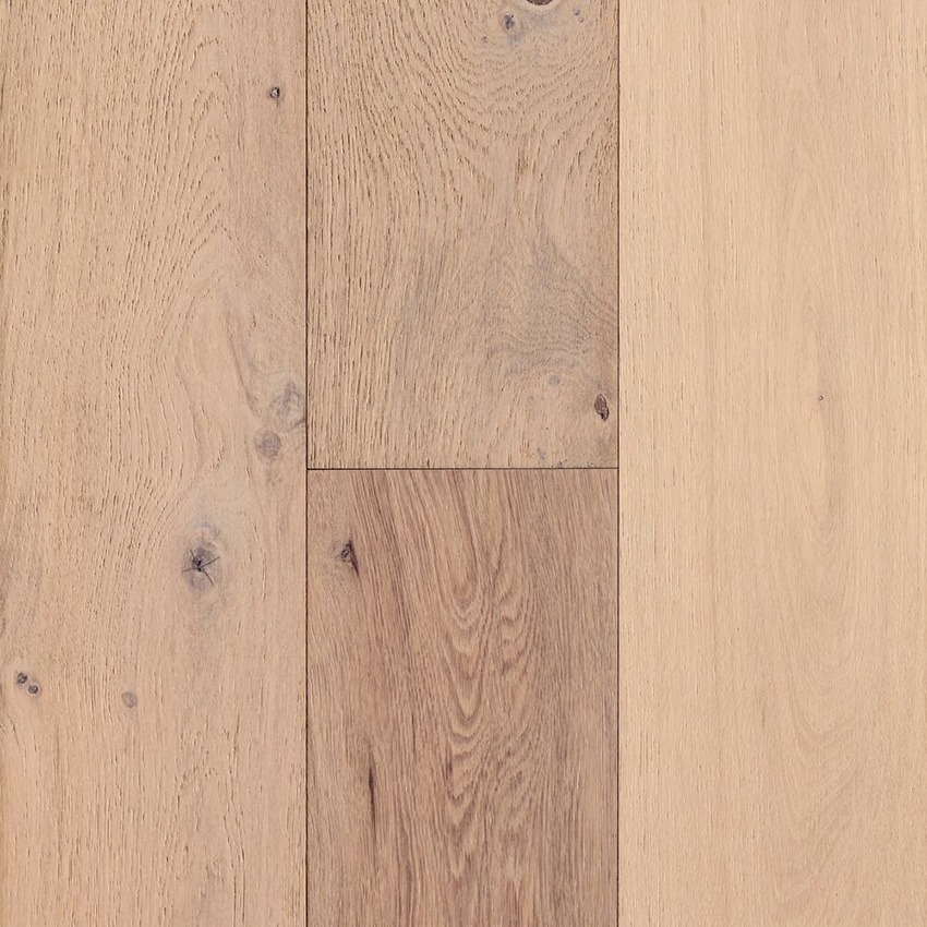 Noble's Way Winter River wire-brushed white oak engineered hardwood