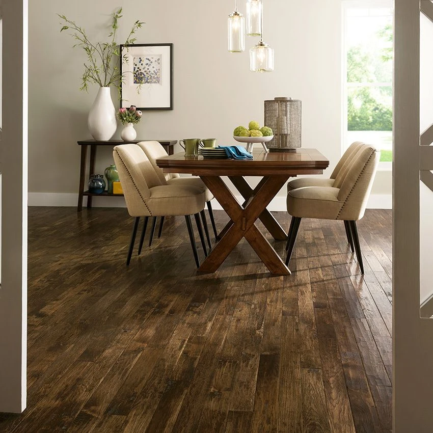 Room with American Home River Hickory solid hardwood flooring