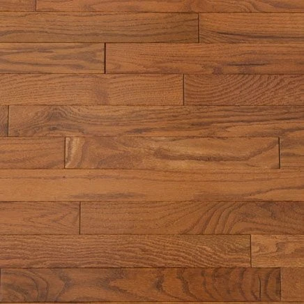 Living room with wide plank Winchester Gunstock solid hardwood flooring