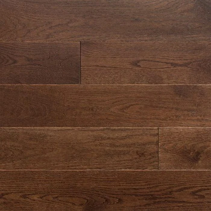 Room with dark, wirebrushed Ambient Oak engineered hardwood flooring