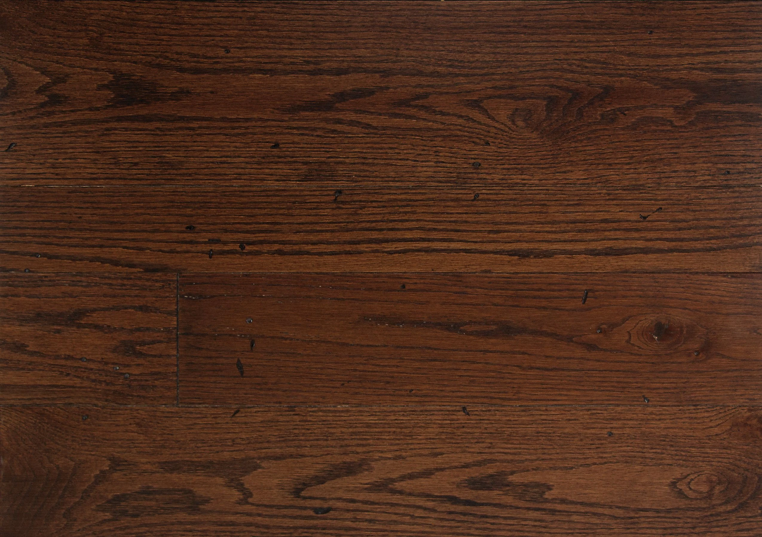 Room with mixed-width solid hardwood flooring in a dark Country Night color