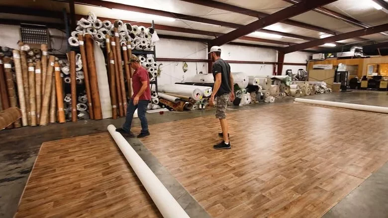 Rolled sheet vinyl before installation