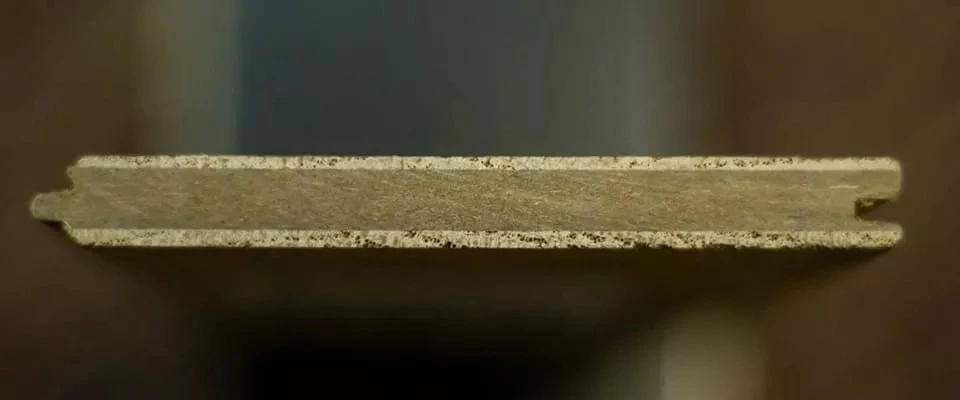 Close-up of an HDF core plank